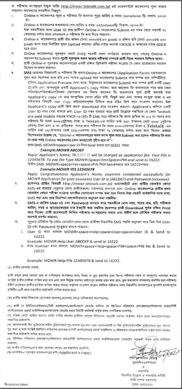 Ministry of Water Resources JobCircular